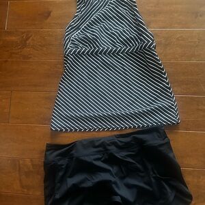 Athleta tankini and swim skirt (MT top, L bottom)